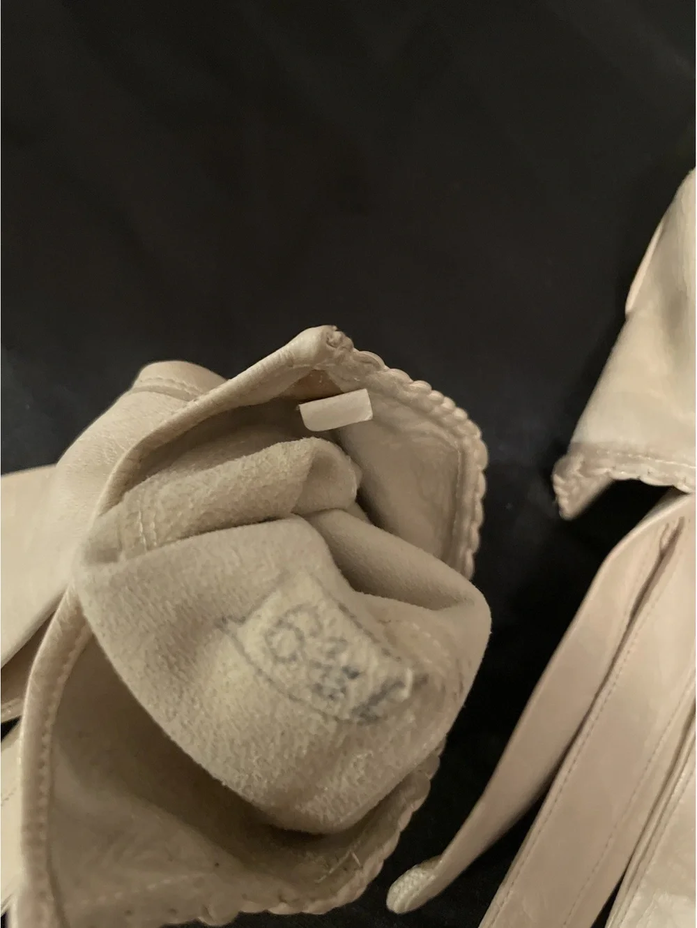 Vintage Cream Leather Gloves Braided Cuff Size 6.5 Made in Czechoslovakia